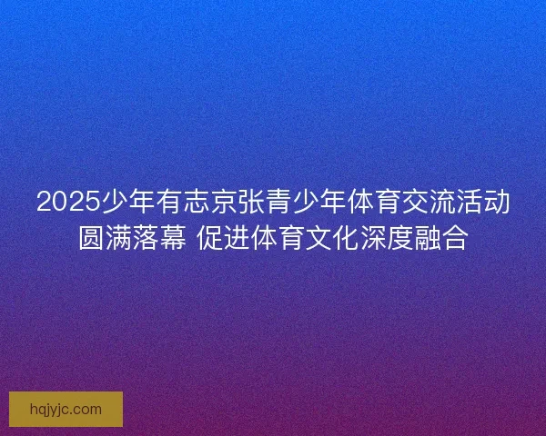 2025少年有志京张青少年体育交流活动圆满落幕 促进体育文化深度融合