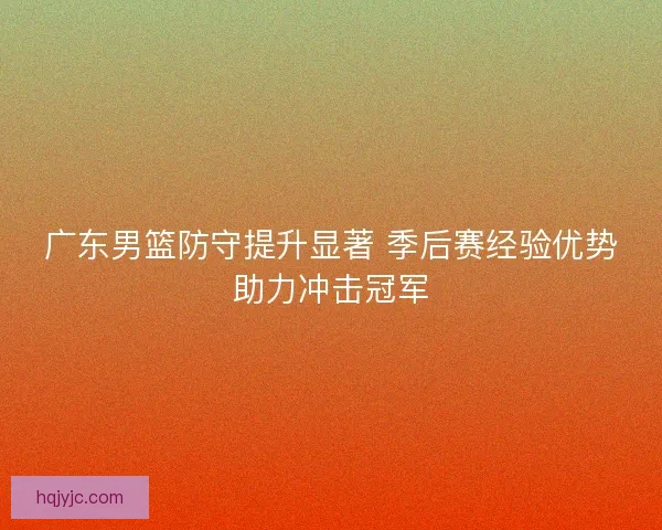 广东男篮防守提升显著 季后赛经验优势助力冲击冠军