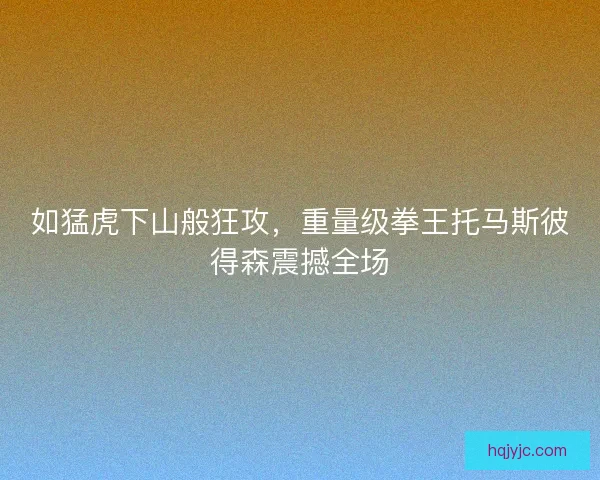 如猛虎下山般狂攻,重量级拳王托马斯彼得森震撼全场 如猛虎下山般狂攻,重量级拳王托马斯彼得森震撼全场